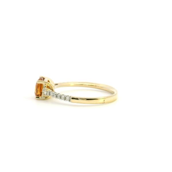 14KY Cushion Cut Citrine and Diamond Fashion Ring Image 4 Kiefer Jewelers Lutz, FL