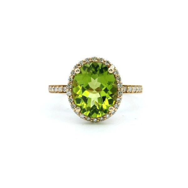 14KY Oval Peridot and Diamond Halo Fashion Ring Kiefer Jewelers Lutz, FL