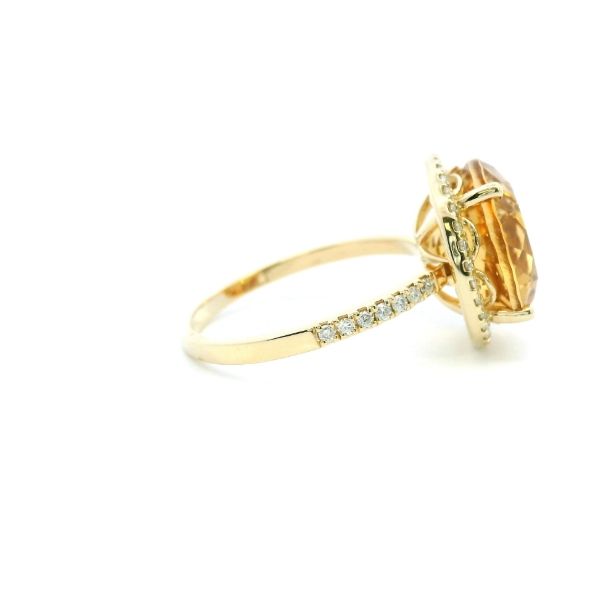 14KY Round Citrine and Diamond Halo Fashion Ring Image 3 Kiefer Jewelers Lutz, FL