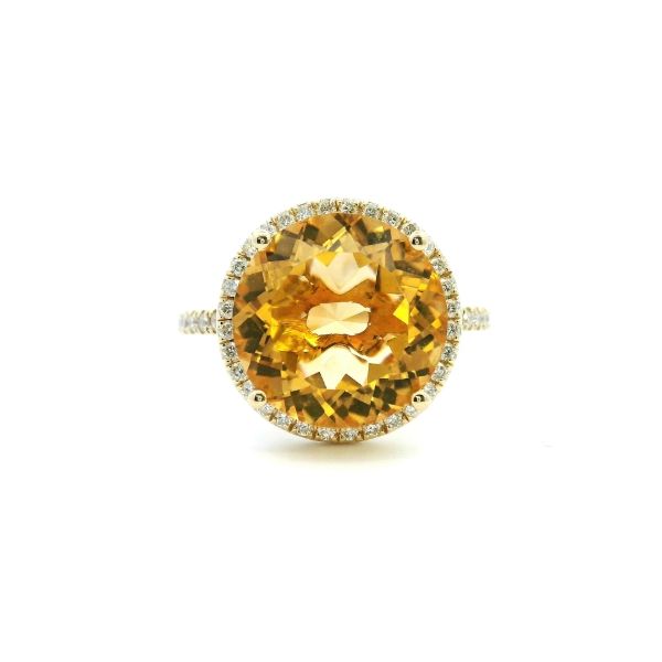 14KY Round Citrine and Diamond Halo Fashion Ring Kiefer Jewelers Lutz, FL