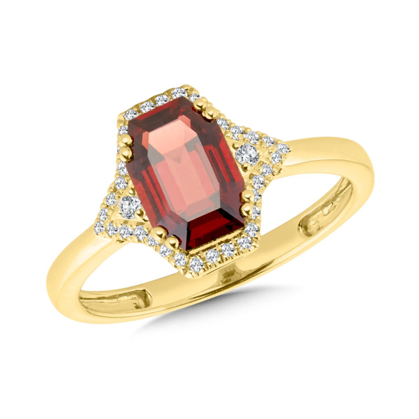 14KY Garnet & Diamond Halo Ring Kiefer Jewelers Lutz, FL