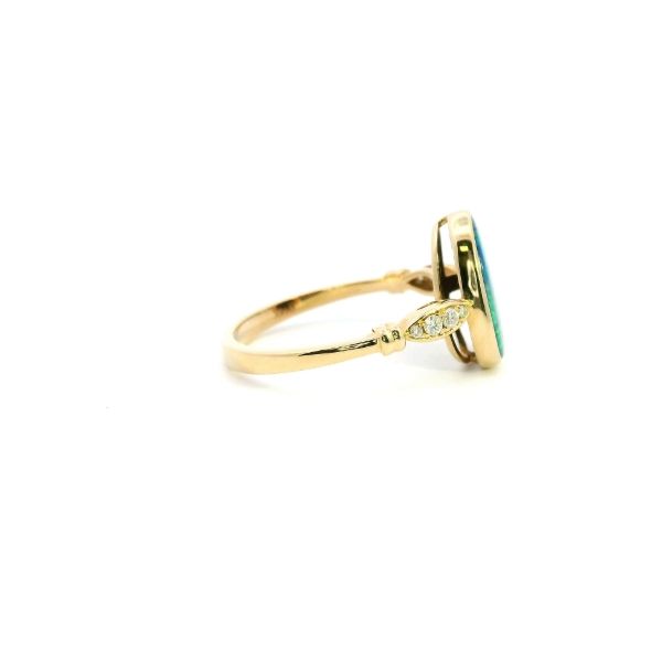 14KY Doublet Opal and Diamond Ring Image 3 Kiefer Jewelers Lutz, FL