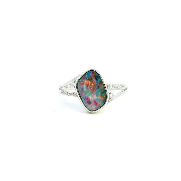 14KW Doublet Opal and Diamond Ring Kiefer Jewelers Lutz, FL