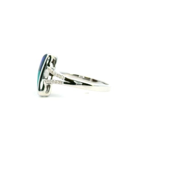 14KW Doublet Opal and Diamond Ring Image 4 Kiefer Jewelers Lutz, FL