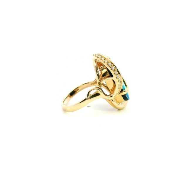 14KY Doublet Opal and Diamond Freeform Ring Image 3 Kiefer Jewelers Lutz, FL