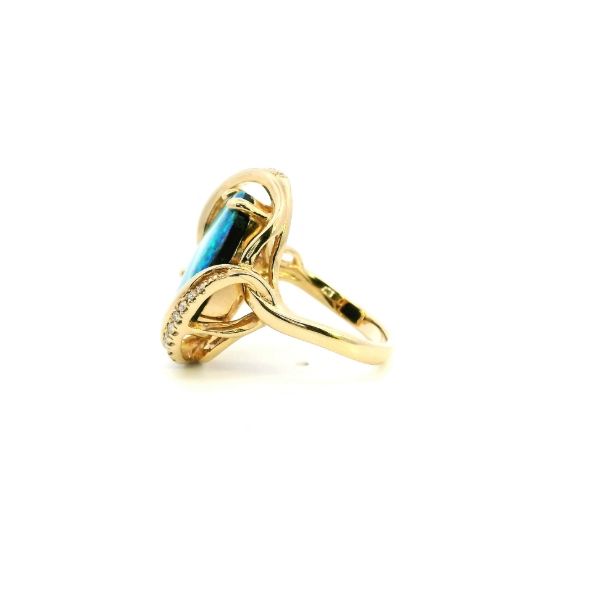 14KY Doublet Opal and Diamond Freeform Ring Image 4 Kiefer Jewelers Lutz, FL