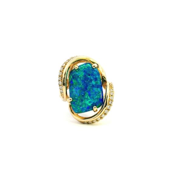 14KY Doublet Opal and Diamond Freeform Ring Kiefer Jewelers Lutz, FL