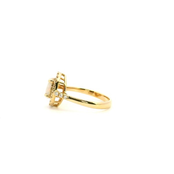 14KY Oval Opal and Diamond Halo Ring Image 4 Kiefer Jewelers Lutz, FL