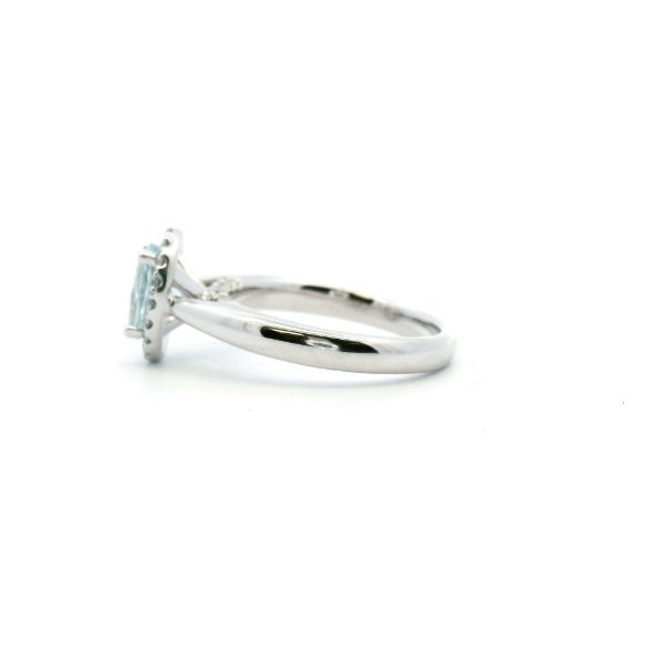 14KW Oval Aquamarine and Diamond Halo Ring Image 4 Kiefer Jewelers Lutz, FL