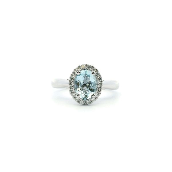 14KW Oval Aquamarine and Diamond Halo Ring Kiefer Jewelers Lutz, FL