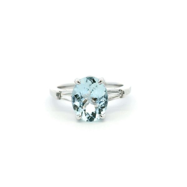 14KW Oval Aquamarine and Diamond Ring Kiefer Jewelers Lutz, FL