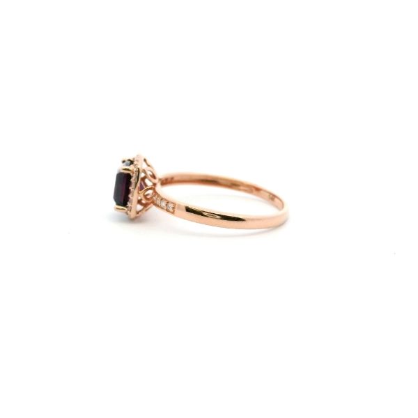 14KR Rhodolite Garnet and Diamond Halo Ring Image 4 Kiefer Jewelers Lutz, FL