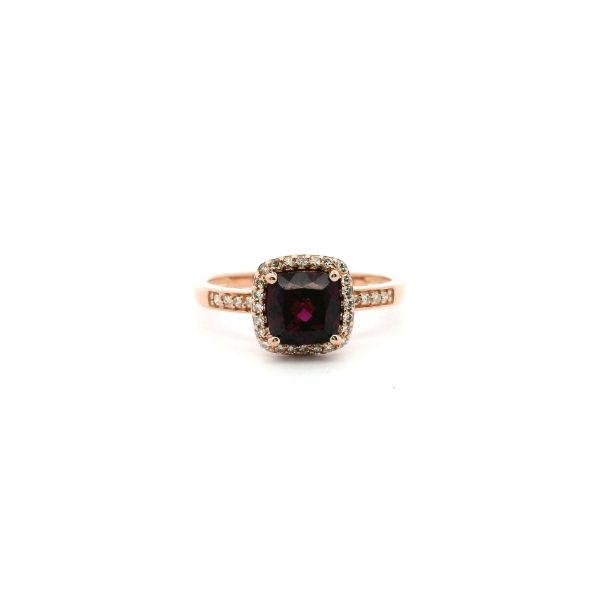 14KR Rhodolite Garnet and Diamond Halo Ring Kiefer Jewelers Lutz, FL