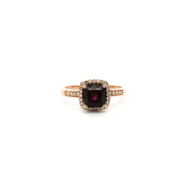 14KR Rhodolite Garnet and Diamond Halo Ring Kiefer Jewelers Lutz, FL
