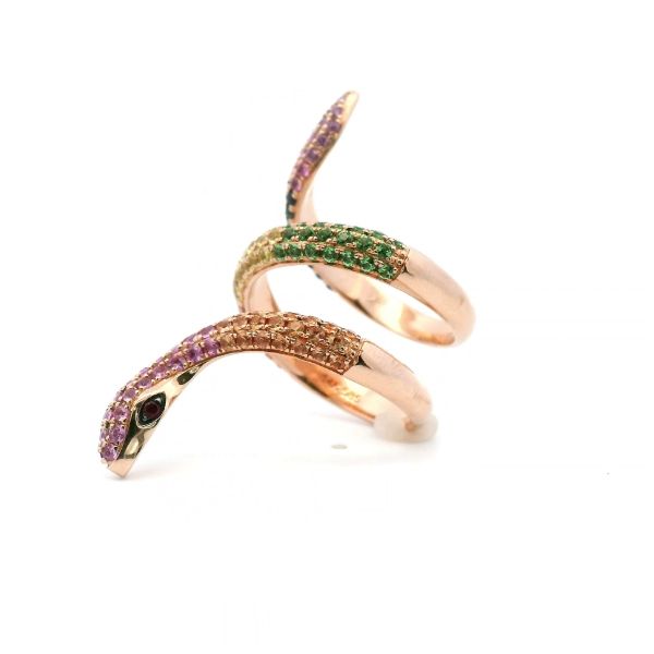 14KR Multi Colored Sapphire Snake Ring Image 4 Kiefer Jewelers Lutz, FL