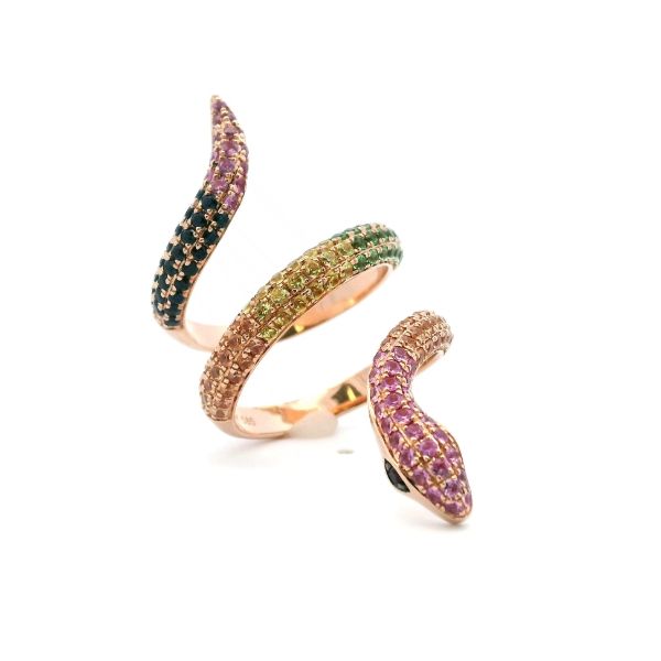 14KR Multi Colored Sapphire Snake Ring Kiefer Jewelers Lutz, FL