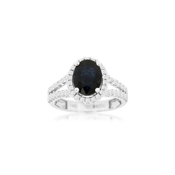 14KW Sapphire and Diamond Halo Ring Kiefer Jewelers Lutz, FL