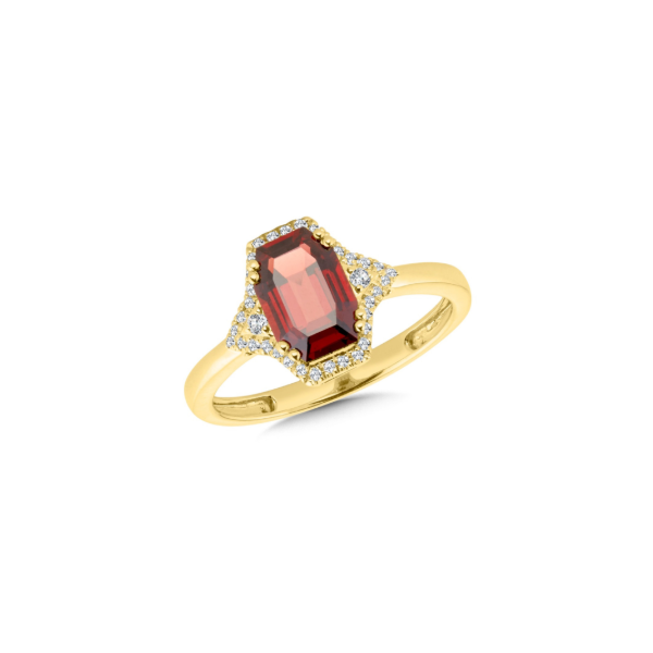 14KY Garnet & Diamond Halo Ring Kiefer Jewelers Lutz, FL