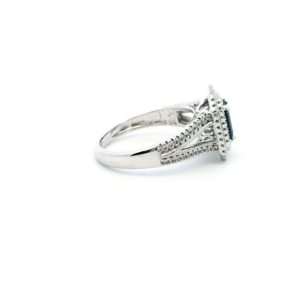 14KW Emerald Cut Sapphire and Diamond Ring Image 3 Kiefer Jewelers Lutz, FL