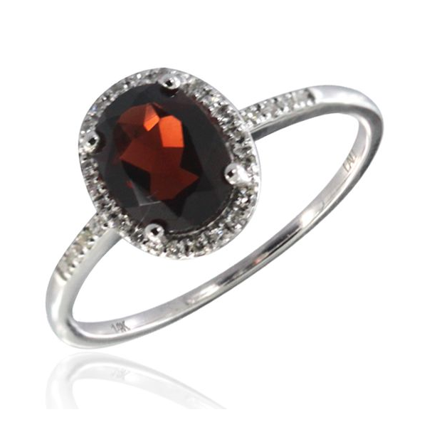 14KW Garnet and Diamond Halo Ring Kiefer Jewelers Lutz, FL
