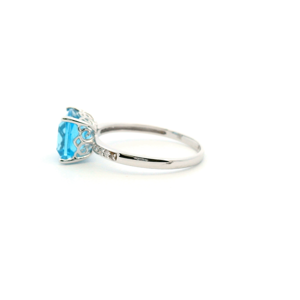 14KW Cushion Swiss Blue Topaz and Diamond Ring Image 4 Kiefer Jewelers Lutz, FL