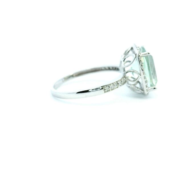 14KW Cushion Cut Green Amethyst and Diamond Halo Fashion Ring Image 3 Kiefer Jewelers Lutz, FL
