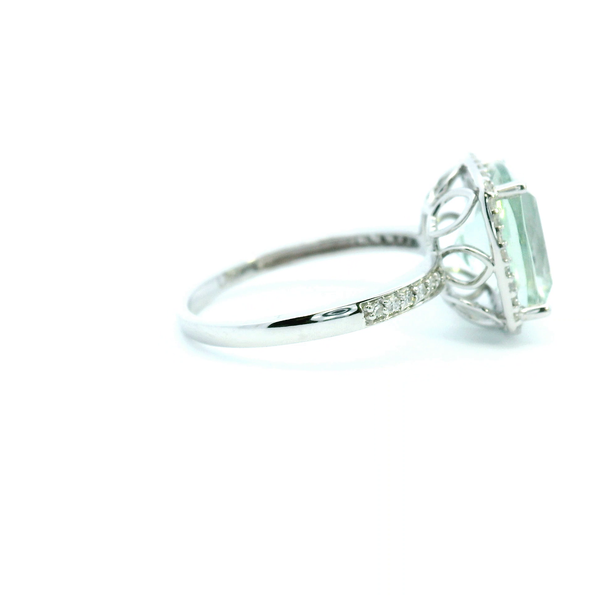 14KW Cushion Cut Green Amethyst and Diamond Halo Fashion Ring Image 3 Kiefer Jewelers Lutz, FL