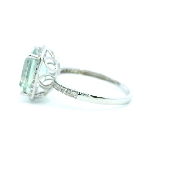 14KW Cushion Cut Green Amethyst and Diamond Halo Fashion Ring Image 4 Kiefer Jewelers Lutz, FL