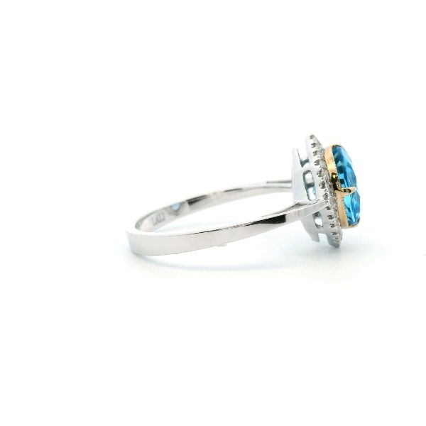 14WY Swiss Blue Topaz and Diamond Halo Ring Image 3 Kiefer Jewelers Lutz, FL