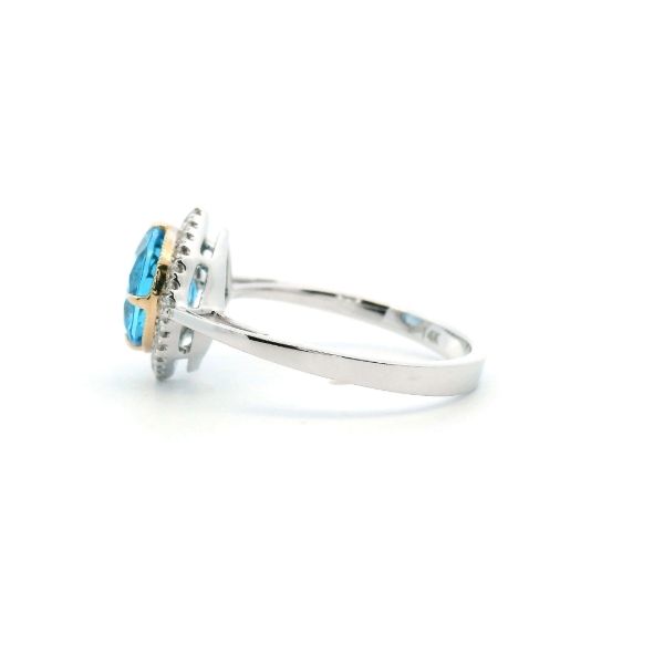 14WY Swiss Blue Topaz and Diamond Halo Ring Image 4 Kiefer Jewelers Lutz, FL