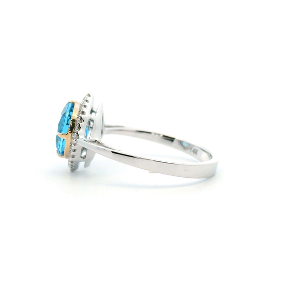14WY Swiss Blue Topaz and Diamond Halo Ring Image 4 Kiefer Jewelers Lutz, FL