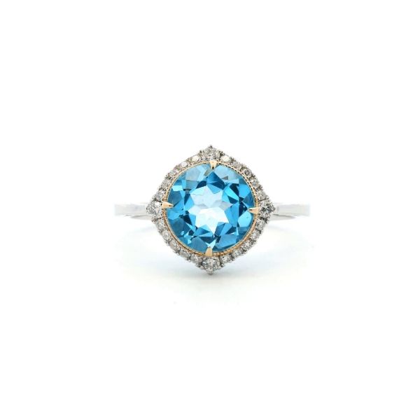 14WY Swiss Blue Topaz and Diamond Halo Ring Kiefer Jewelers Lutz, FL