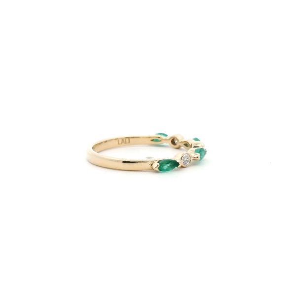 14KY Marquise Emerald and Diamond Band Image 3 Kiefer Jewelers Lutz, FL