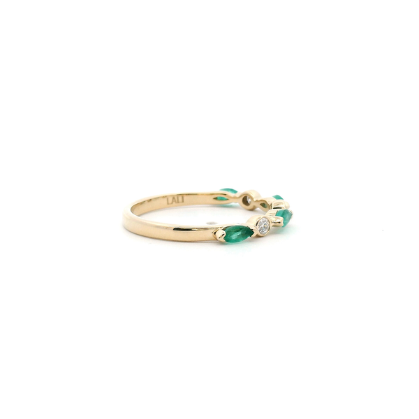 14KY Marquise Emerald and Diamond Band Image 3 Kiefer Jewelers Lutz, FL