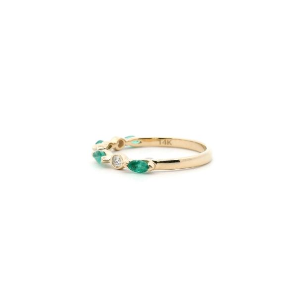 14KY Marquise Emerald and Diamond Band Image 4 Kiefer Jewelers Lutz, FL