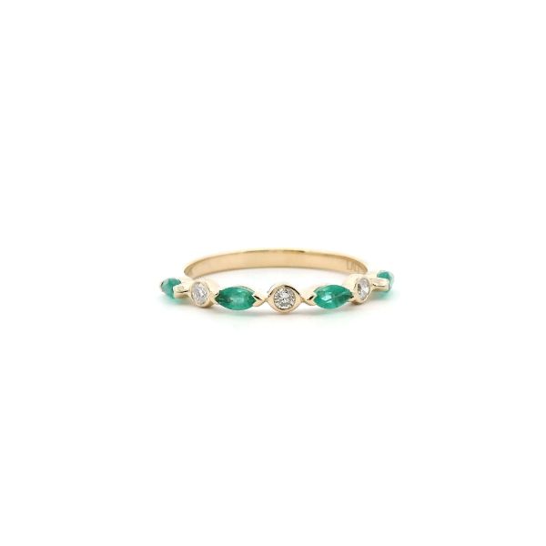 14KY Marquise Emerald and Diamond Band Kiefer Jewelers Lutz, FL