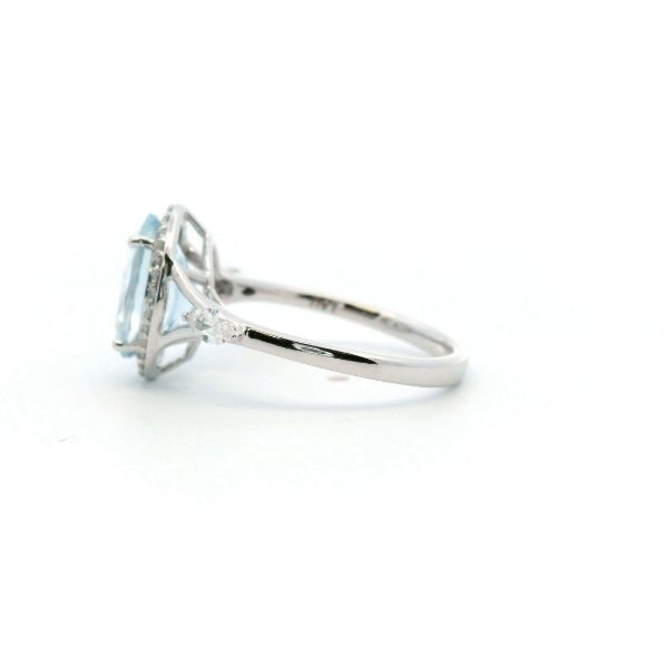 14KW Aquamarine and Diamond Halo Ring Image 4 Kiefer Jewelers Lutz, FL
