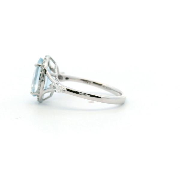 14KW Aquamarine and Diamond Halo Ring Image 4 Kiefer Jewelers Lutz, FL