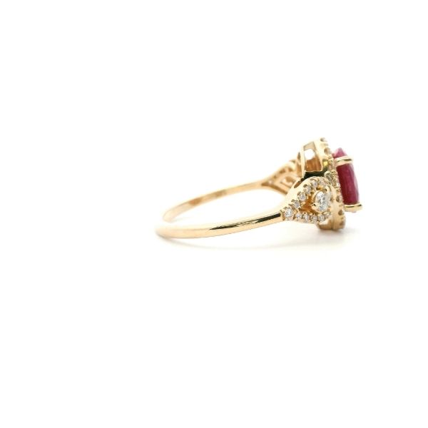 14KY Oval Ruby and Diamond Halo Ring Image 4 Kiefer Jewelers Lutz, FL