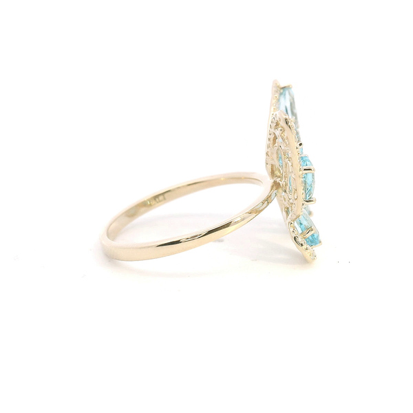 14KY Swiss Blue Topaz and Diamond Butterfly Ring Image 3 Kiefer Jewelers Lutz, FL