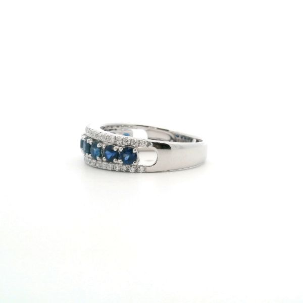 14KW Sapphire and Diamond Fashion Band Image 3 Kiefer Jewelers Lutz, FL