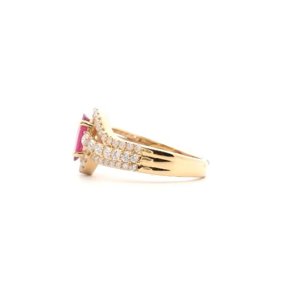 14KY Oval Ruby and Diamond Swirl Fashion Ring Image 3 Kiefer Jewelers Lutz, FL