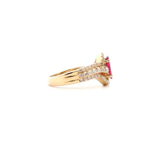 14KY Oval Ruby and Diamond Swirl Fashion Ring Image 4 Kiefer Jewelers Lutz, FL