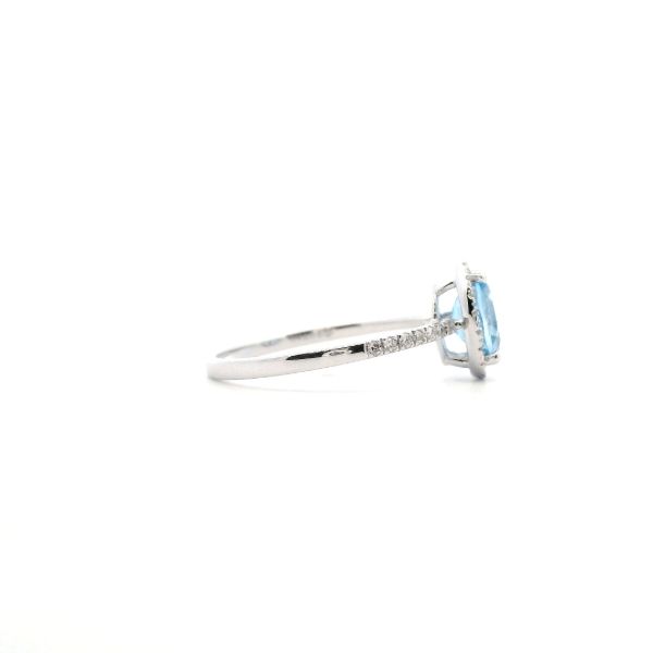 14KW Oval Blue Topaz and Diamond Halo Ring Image 4 Kiefer Jewelers Lutz, FL