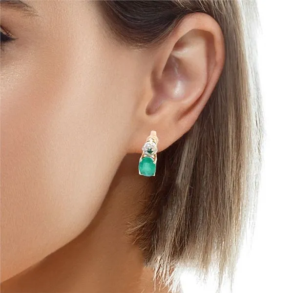 14K Emerald & Diamond Earrings Image 2 Kiefer Jewelers Lutz, FL