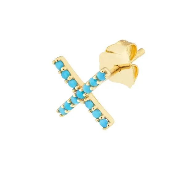 14K Nano Turquoise Stud Earrings Image 3 Kiefer Jewelers Lutz, FL