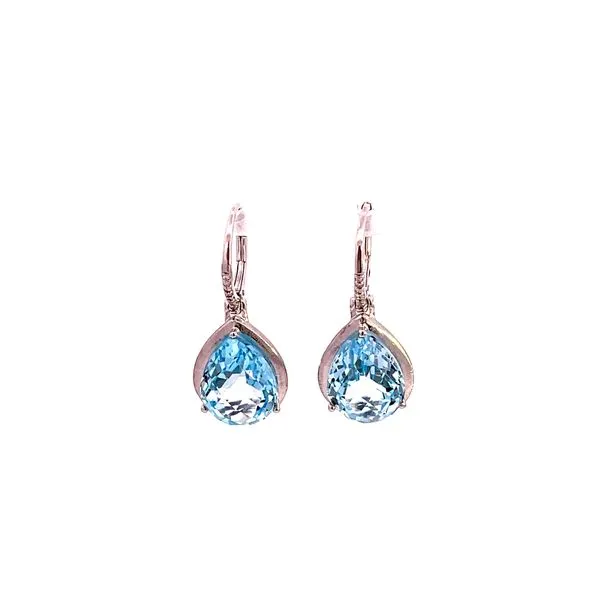 14K Blue Topaz and Diamond Pear Leverback Earrings Kiefer Jewelers Lutz, FL