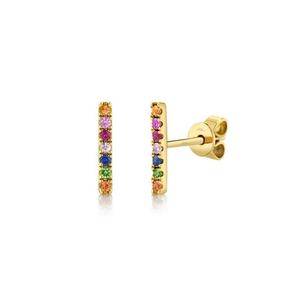 14K Multi-Color Stone Bar Stud Earring by Shy Creation Kiefer Jewelers Lutz, FL