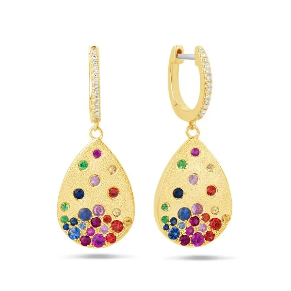 14KY Diamond and Rainbow Sapphire Pear Earring Kiefer Jewelers Lutz, FL