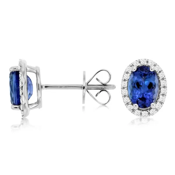 14K Diamond and Tanzanite Halo Stud Earrings Kiefer Jewelers Lutz, FL